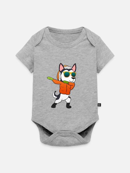 Husky Weihnachtsgeschenk - Baby Premium Kurzarmbody - Grau meliert