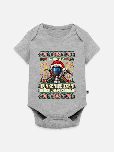 Schweißen - Funken fliegen, Glöckchen klingen - Baby Premium Kurzarmbody - Grau meliert