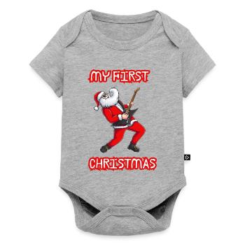 Rockin Santa Weihnachtsgitarre - Baby Premium Kurzarmbody - Grau meliert - Vorne