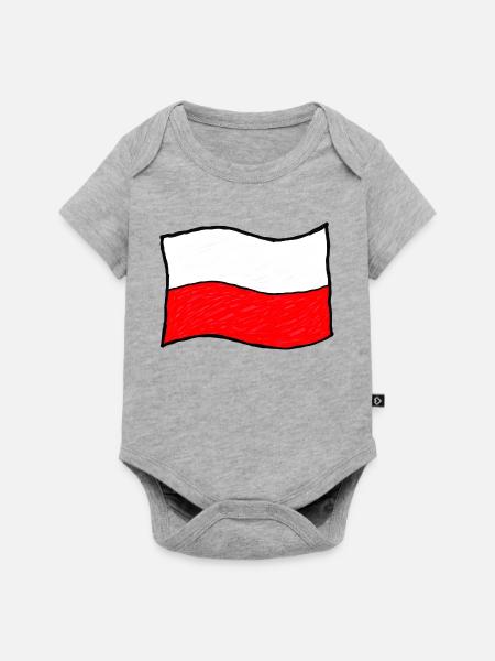 Handgezeichnete polnische Flagge - Baby Premium Kurzarmbody - Grau meliert
