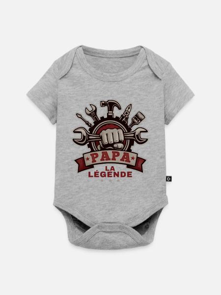 Papa, die Legende - Baby Premium Kurzarmbody - Grau meliert