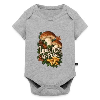 Pilze statt Pläne Pfifferlinge Maronen - Baby Premium Kurzarmbody - Grau meliert - Vorne