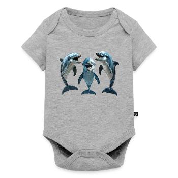 Delfine - Baby Premium Kurzarmbody - Grau meliert - Vorne