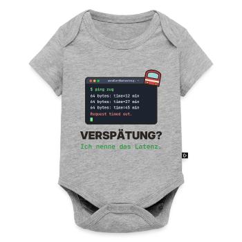 Latenz Lacher: Ping Verspätung - Baby Premium Kurzarmbody - Grau meliert - Vorne