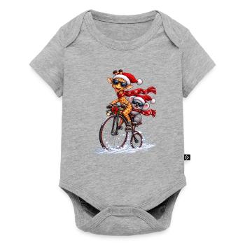Festliche Penny Farthing Schneefahrt - Baby Premium Kurzarmbody - Grau meliert - Vorne