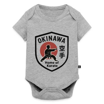 Okinawa- Home of Karate Shield Emblem - Baby Premium Kurzarmbody - Grau meliert - Vorne