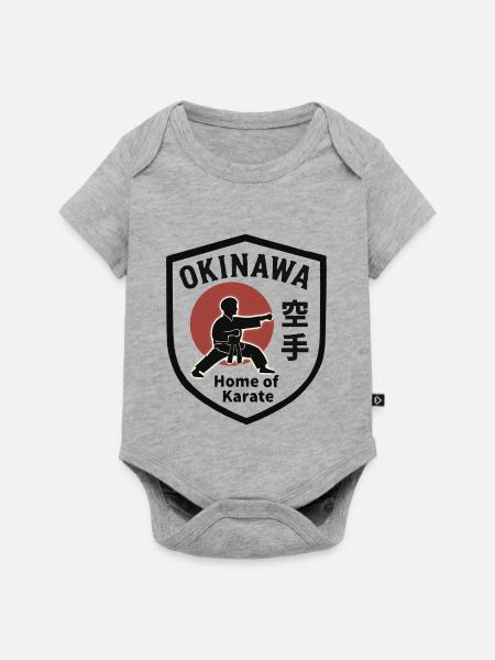 Okinawa- Home of Karate Shield Emblem - Baby Premium Kurzarmbody - Grau meliert