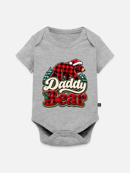 Daddy Bear Plaid Christmas - Baby Premium Kurzarmbody - Grau meliert