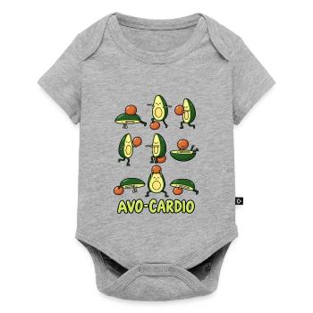 Avo-Cardio – Lustige Avocado Fitness Sport - Baby Premium Kurzarmbody - Grau meliert - Vorne