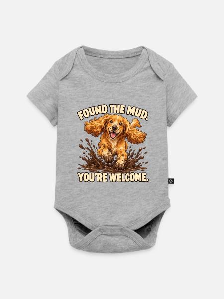 Cocker Spaniel fand den Schlamm - Baby Premium Kurzarmbody - Grau meliert