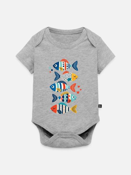 Geometrischer Regenbogenfisch - Baby Premium Kurzarmbody - Grau meliert