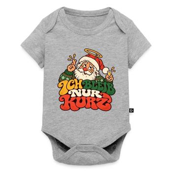 Ich bleib nur kurz Weihnachtsmann Weihnachtsfeier - Baby Premium Kurzarmbody - Grau meliert - Vorne