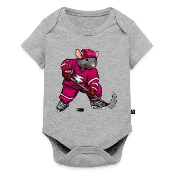 Ratten Eishockey - Baby Premium Kurzarmbody - Grau meliert - Vorne