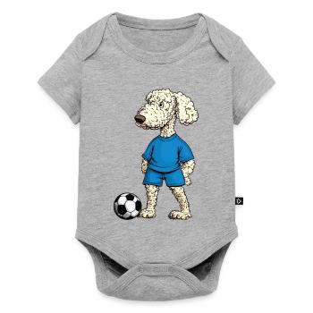 Pudel Fussballer Hund - Baby Premium Kurzarmbody - Grau meliert - Vorne
