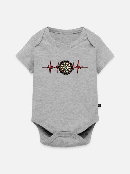 Herzschlag trifft Dartboard - Baby Premium Kurzarmbody - Grau meliert