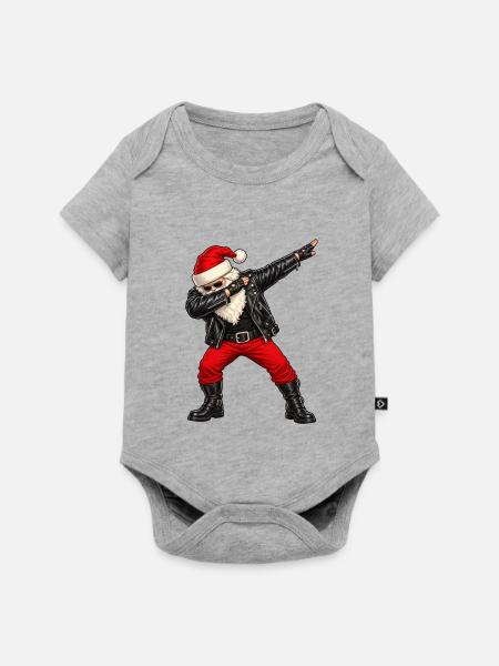 Weichnachten / Weichnachtsmann / Santa Dab - Baby Premium Kurzarmbody - Grau meliert