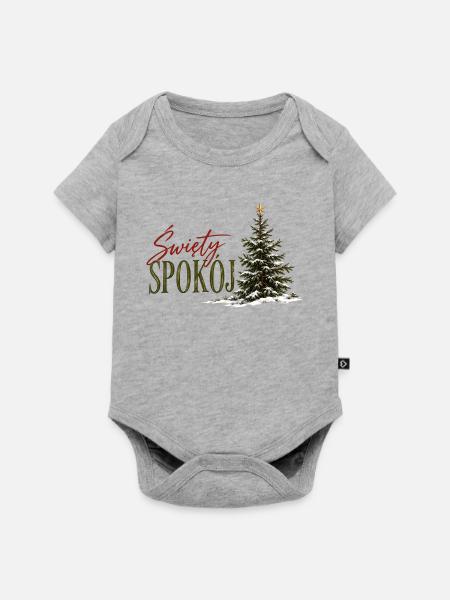 Święty Spokój polnisches Weihnachtsbaumdesign - Baby Premium Kurzarmbody - Grau meliert