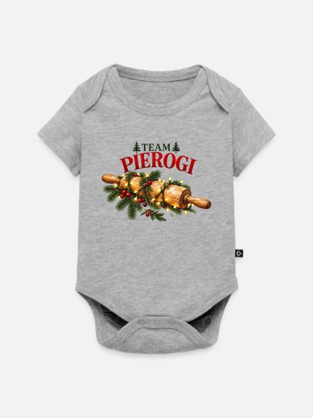 Polnisches Weihnachts-Pierogi-Nudelholzdesign - Baby Premium Kurzarmbody - Grau meliert