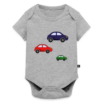 Bunte Autos Spielzeug Kinder - Baby Premium Kurzarmbody - Grau meliert - Vorne