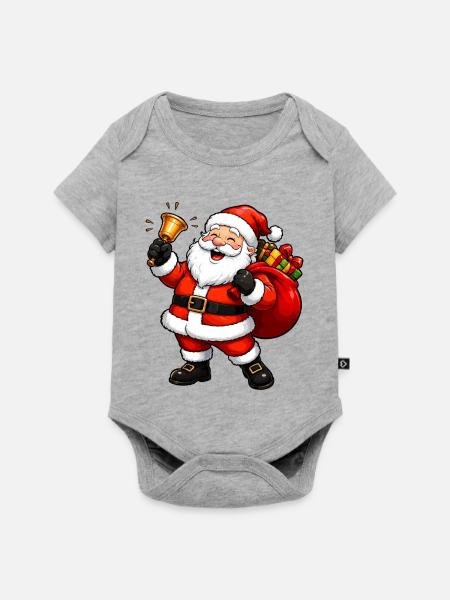 Weihnachtsmann Comic - Baby Premium Kurzarmbody - Grau meliert