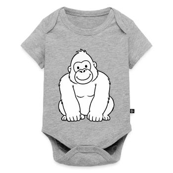 Gorilla Konturzeichnung - Baby Premium Kurzarmbody - Grau meliert - Vorne