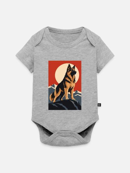 König Hirte - Baby Premium Kurzarmbody - Grau meliert