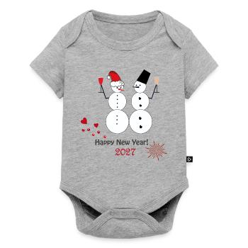 Neujahr  2027  - Baby Premium Kurzarmbody - Grau meliert - Vorne