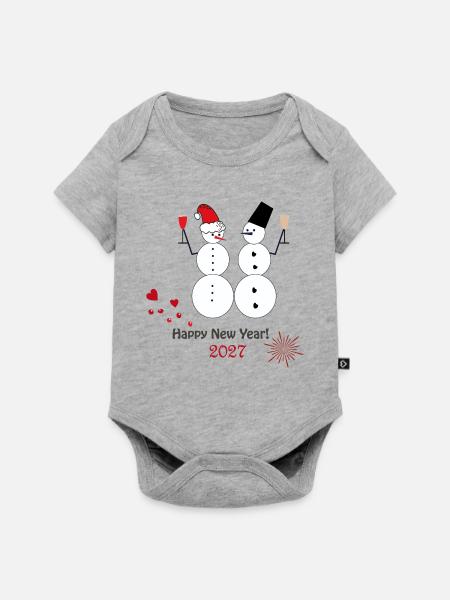 Neujahr 2027 - Baby Premium Kurzarmbody - Grau meliert