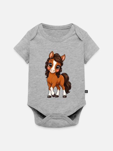 Kawaii Hannoveraner – Süßes Sportpferd - Baby Premium Kurzarmbody - Grau meliert