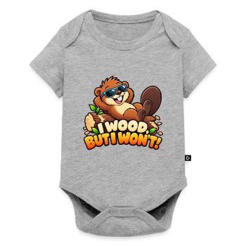 Ich mache Holz, aber ich werde es nicht tun! - Lustiger fauler Biber - Baby Premium Kurzarmbody - Grau meliert - Vorne
