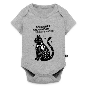 Schnurrrsalabimbam - Gib mir Snacks! - Katze - Baby Premium Kurzarmbody - Grau meliert - Vorne
