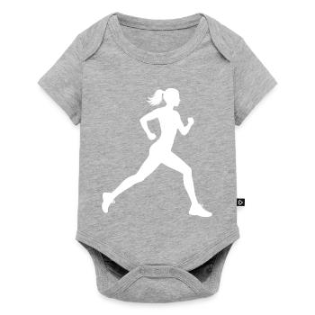 Geschenkidee für eine Running mit Running - Baby Premium Kurzarmbody - Grau meliert - Vorne