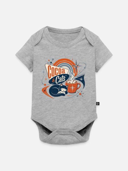 Kakao & Katzen Retro - Baby Premium Kurzarmbody - Grau meliert
