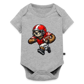 Faultier als Footballspieler – Entspannt zum Touch - Baby Premium Kurzarmbody - Grau meliert - Vorne
