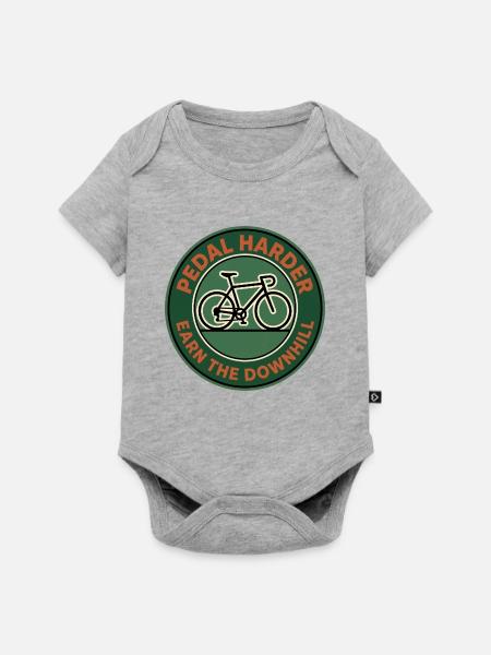 Pedal Harder – Ausdauer-Radsportabzeichen - Baby Premium Kurzarmbody - Grau meliert