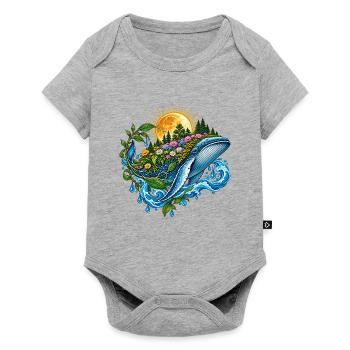 Sonnenwal mit Blütenmeer - Baby Premium Kurzarmbody - Grau meliert - Vorne
