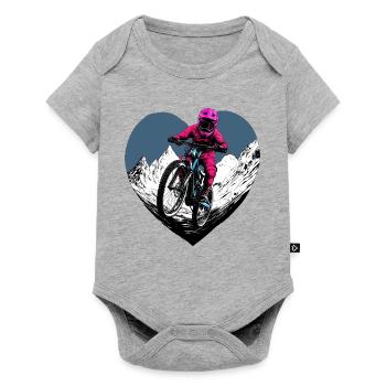 Love Bike / Mountainbiker Herz - Baby Premium Kurzarmbody - Grau meliert - Vorne