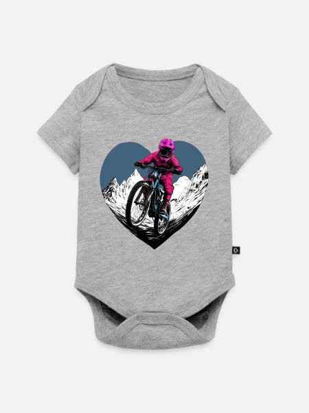 Love Bike / Mountainbiker Herz - Baby Premium Kurzarmbody - Grau meliert