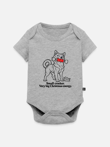 Shiba Inu mit großer Weihnachts-Cracker-Energie - Baby Premium Kurzarmbody - Grau meliert