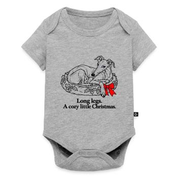 Gemütlicher Windhund zusammengerollt zu Weihnachten - Baby Premium Kurzarmbody - Grau meliert - Vorne