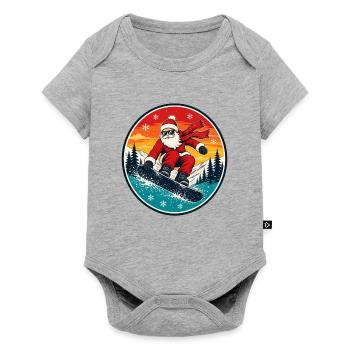 Cooler Weihnachtsmann beim Snowboarden Retro - Baby Premium Kurzarmbody - Grau meliert - Vorne