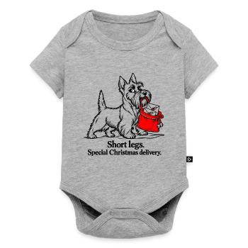 Scottish Terrier liefert Weihnachtsbriefe - Baby Premium Kurzarmbody - Grau meliert - Vorne