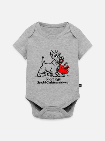 Scottish Terrier liefert Weihnachtsbriefe - Baby Premium Kurzarmbody - Grau meliert