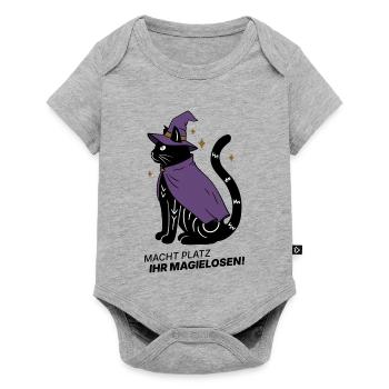 Macht Platz ihr Magielosen! – Schwarze Katze Hexe - Baby Premium Kurzarmbody - Grau meliert - Vorne