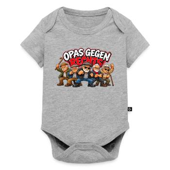 Opas Gegen Rechts Cartoon - Baby Premium Kurzarmbody - Grau meliert - Vorne
