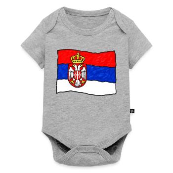 Serbische Flagge als Kinderzeichnung - Baby Premium Kurzarmbody - Grau meliert - Vorne