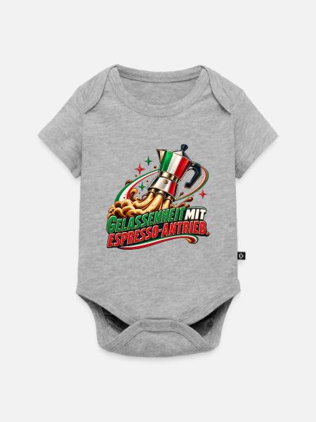 Gelassenheit mit Espresso-Antrieb - Baby Premium Kurzarmbody - Grau meliert