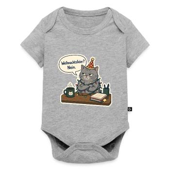 Weihnachtsfeier? Nein. – Grumpy Bürokatze - Baby Premium Kurzarmbody - Grau meliert - Vorne