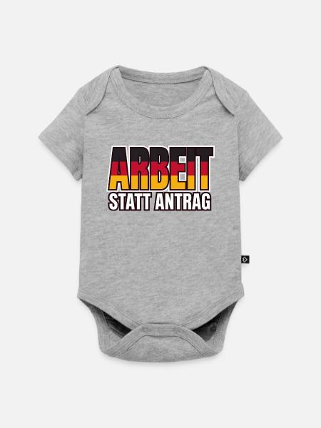 Arbeit statt Antrag Schwarz Rot Gold - Baby Premium Kurzarmbody - Grau meliert