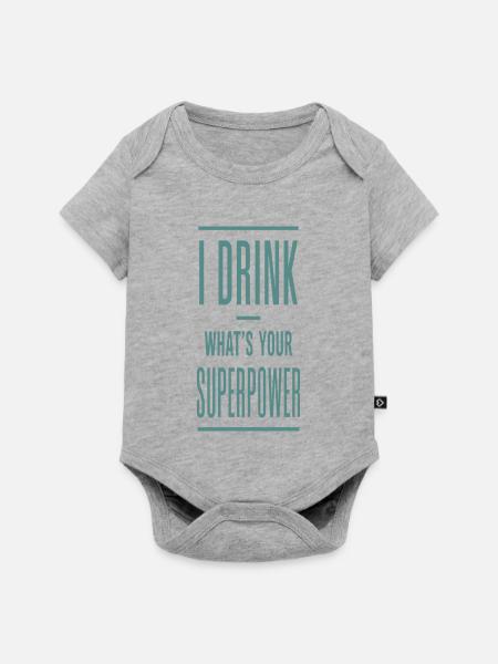 I Drink What's Your Superpower - Baby Premium Kurzarmbody - Grau meliert